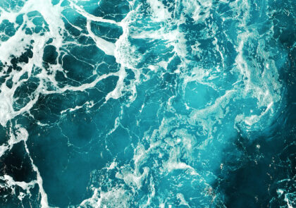 Arial view of frothy Ocean water