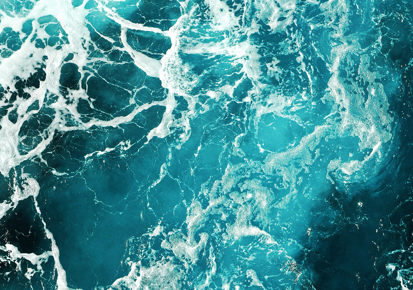 Arial view of frothy Ocean water